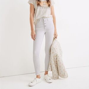 Madewell 10” High-Rise Skinny Crop Jeans in Pure white - Button Front size 26